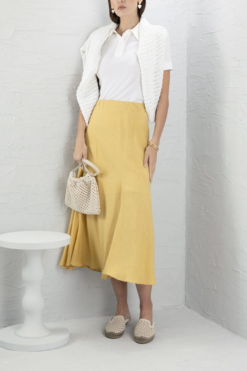 Brunello Cucinelli Fit And Flare Midi Skirt - Sun Yellow outlook