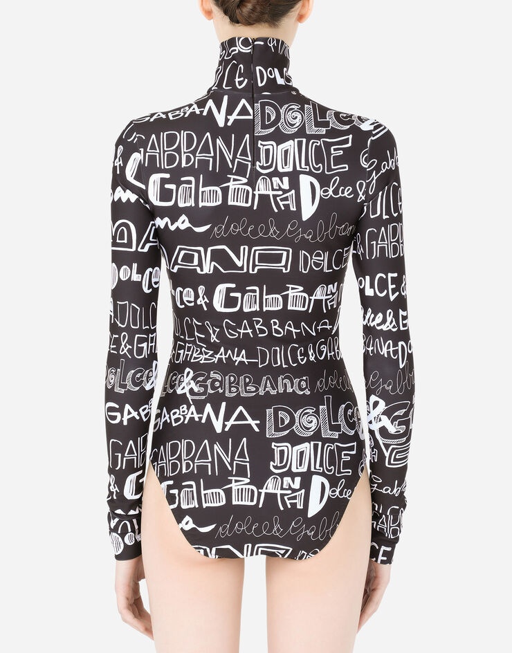 Spandex jersey bodysuit with DG graffiti print - 2