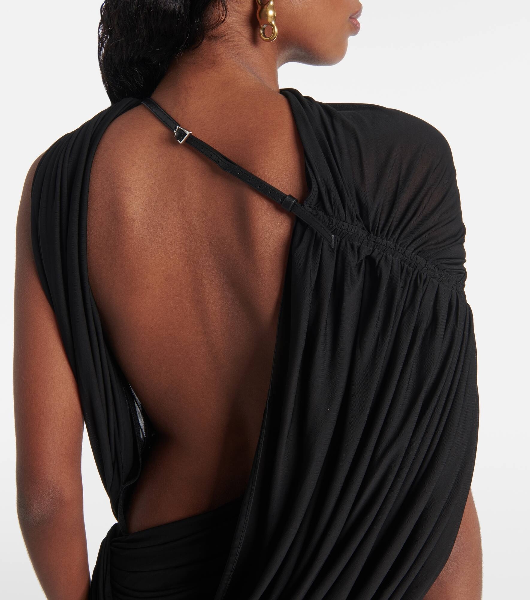Draped open-back jersey maxi dress - 7