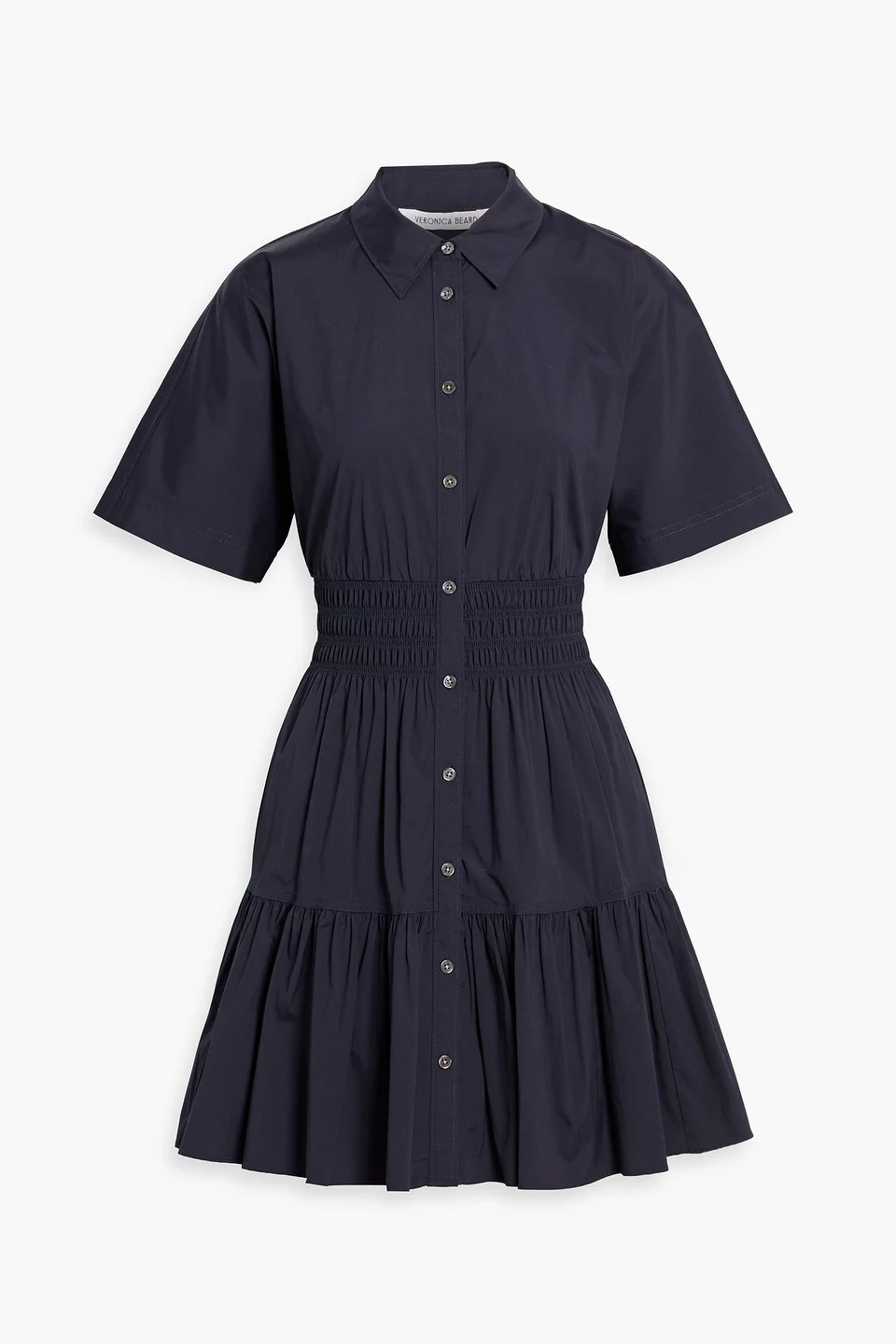 Greta tiered cotton-blend poplin mini shirt dress - 1