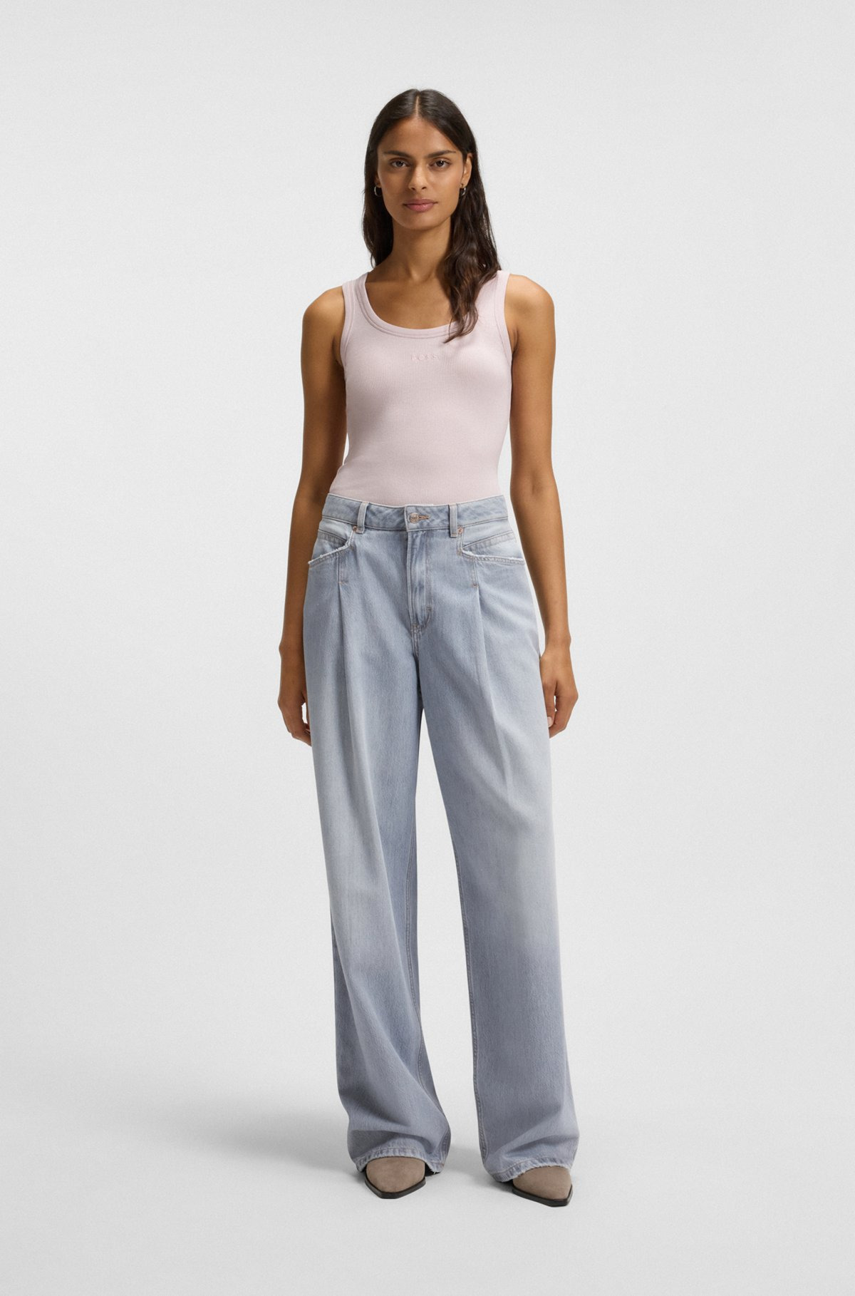 STRETCH-COTTON SLIM-FIT TOP WITH RIBBED STRUCTURE - 3