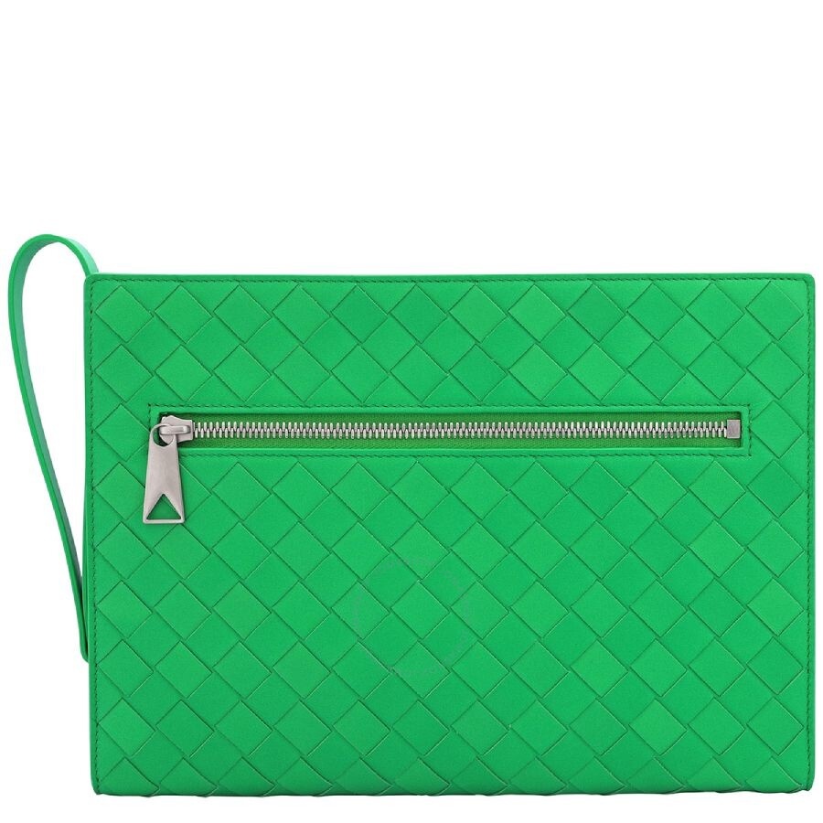 Bottega Veneta Men's Parakeet Small Intrecciato Leather Document Case - 1
