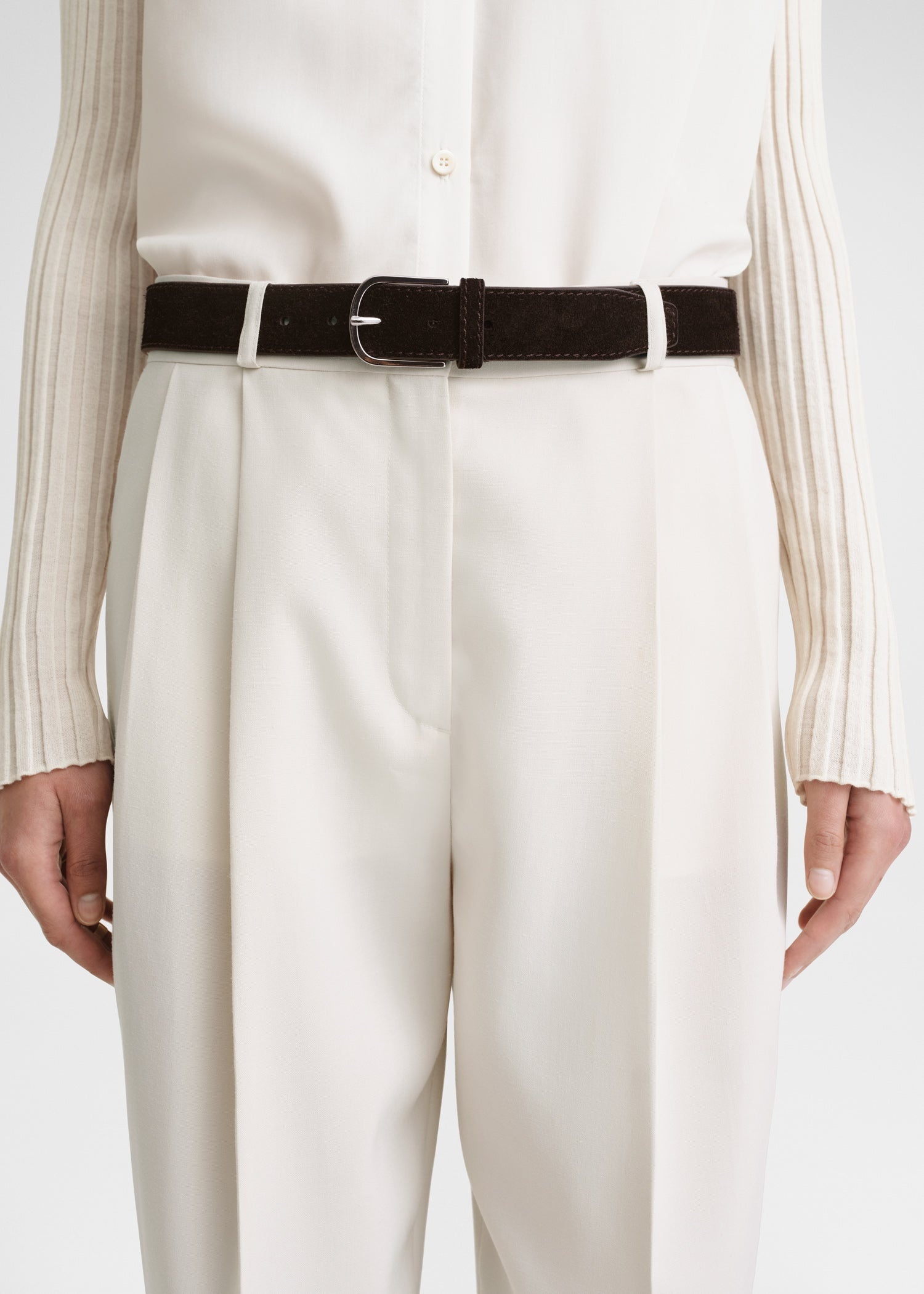 Double-pleated tailored trousers snow - 5