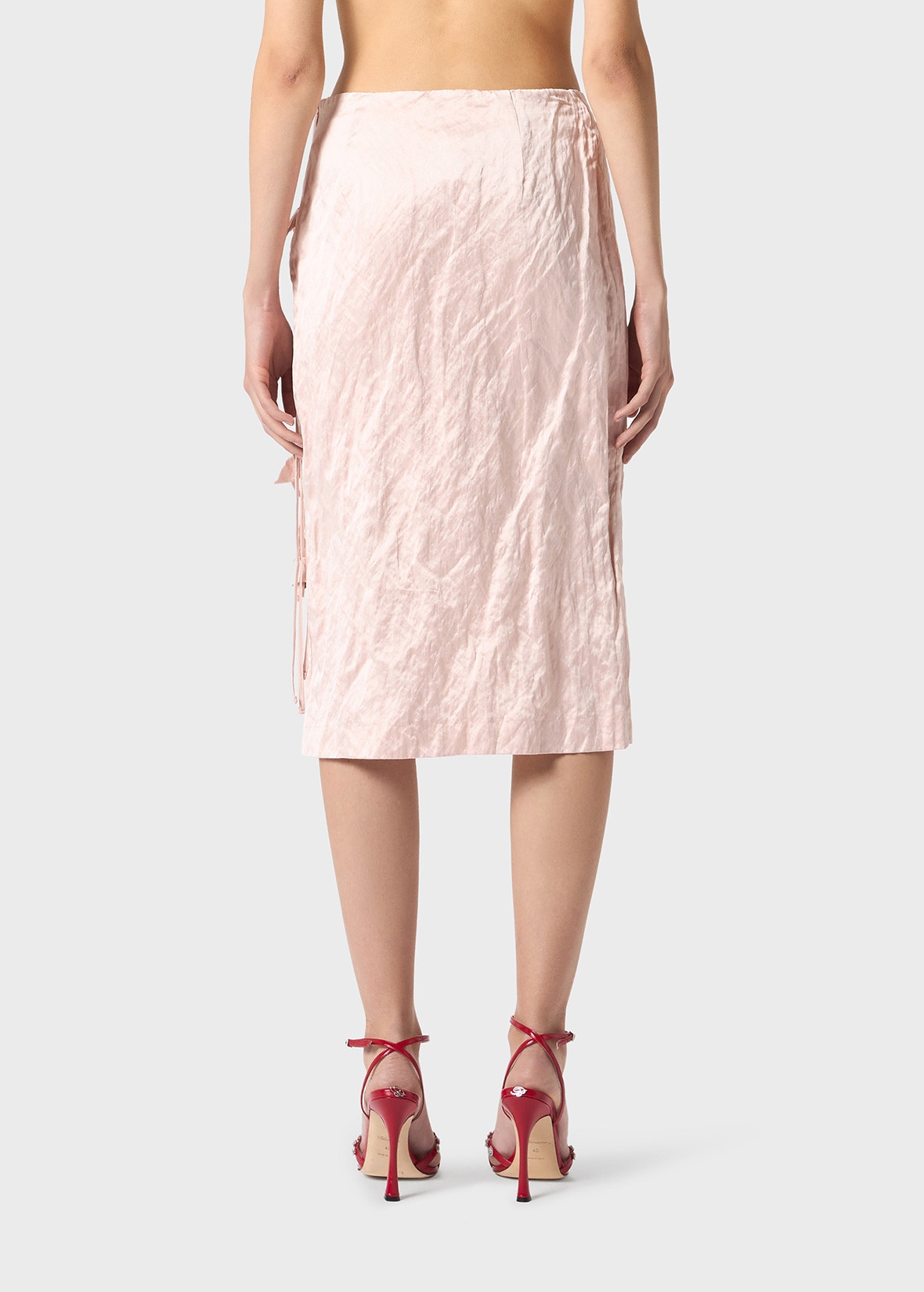 WRAP SKIRT IN CRINKLED SATIN - 4