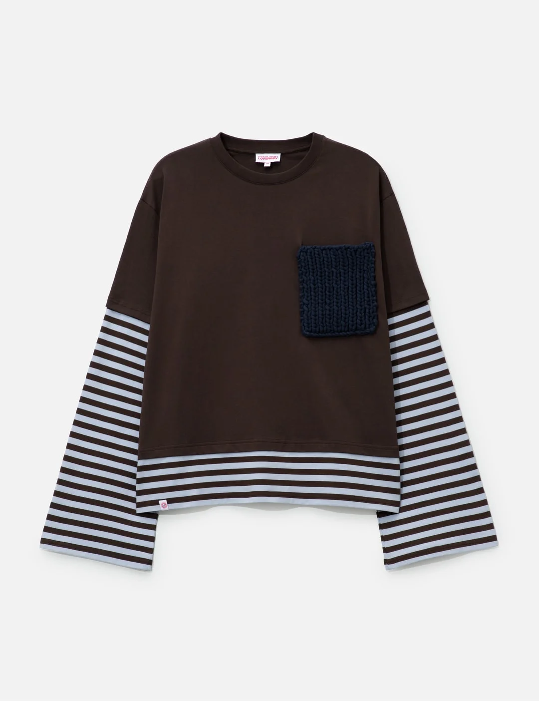 LONG SLEEVE 2-IN-1 TEE WITH KNIT PATCH - 1