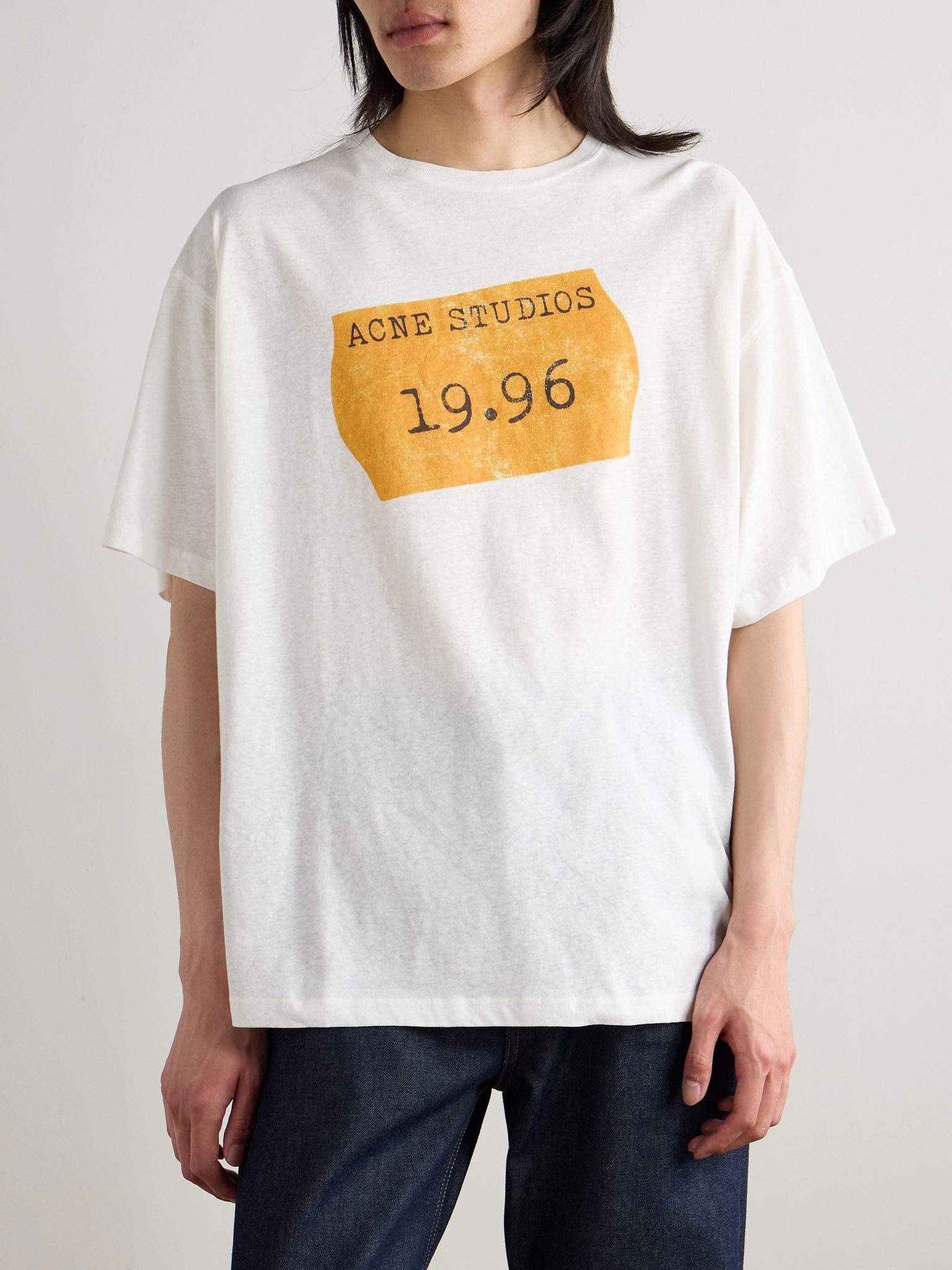 Oversized Logo-Print Cotton and Hemp-Blend Jersey T-Shirt White - 3