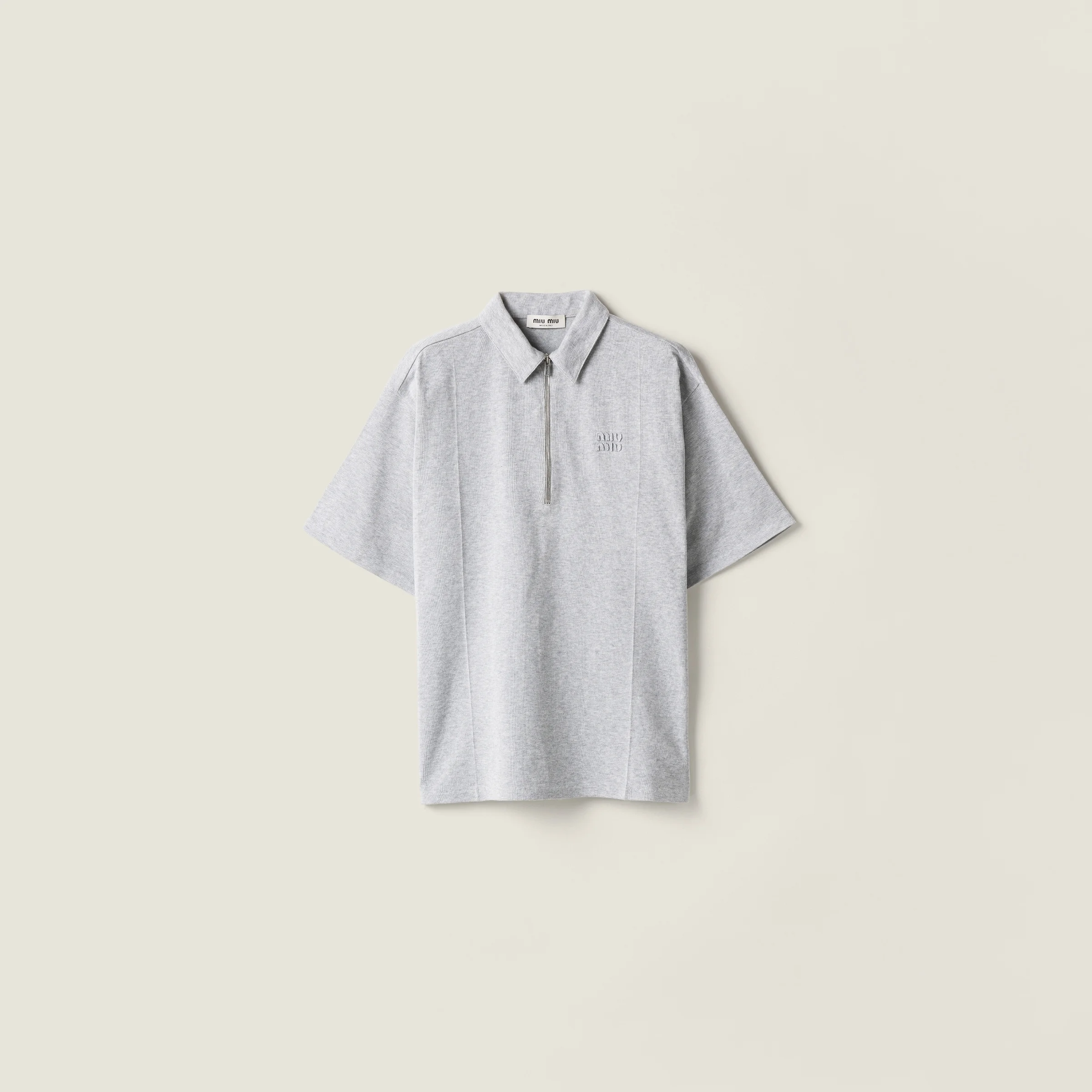 Half-zip cotton polo shirt - 1