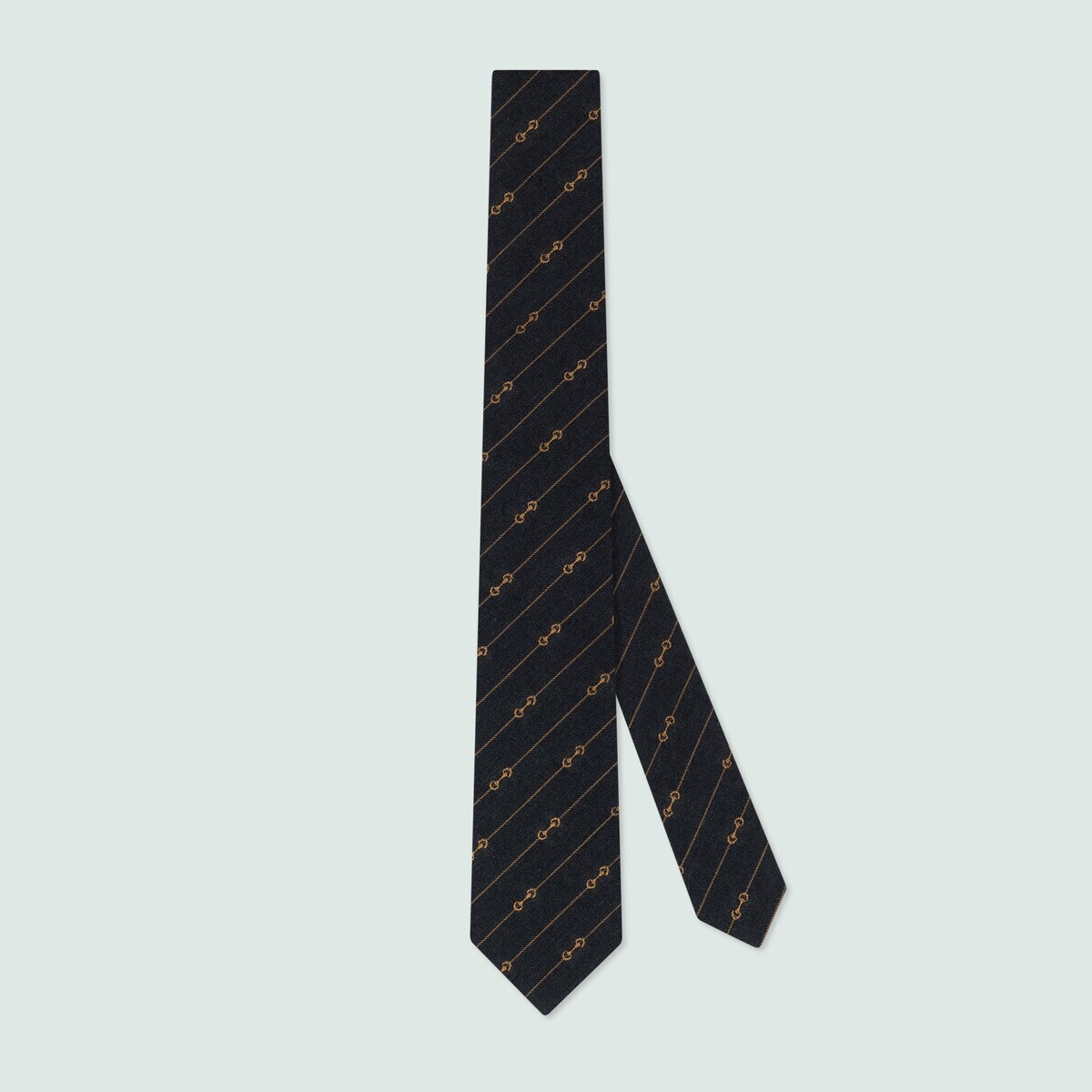 Horsebit striped wool jacquard tie - 1