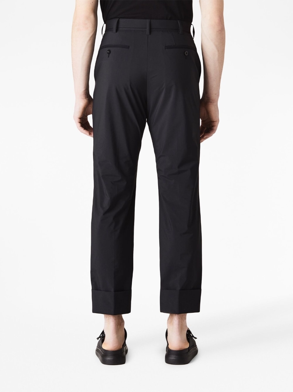 cropped belted turn-up trousers - 3