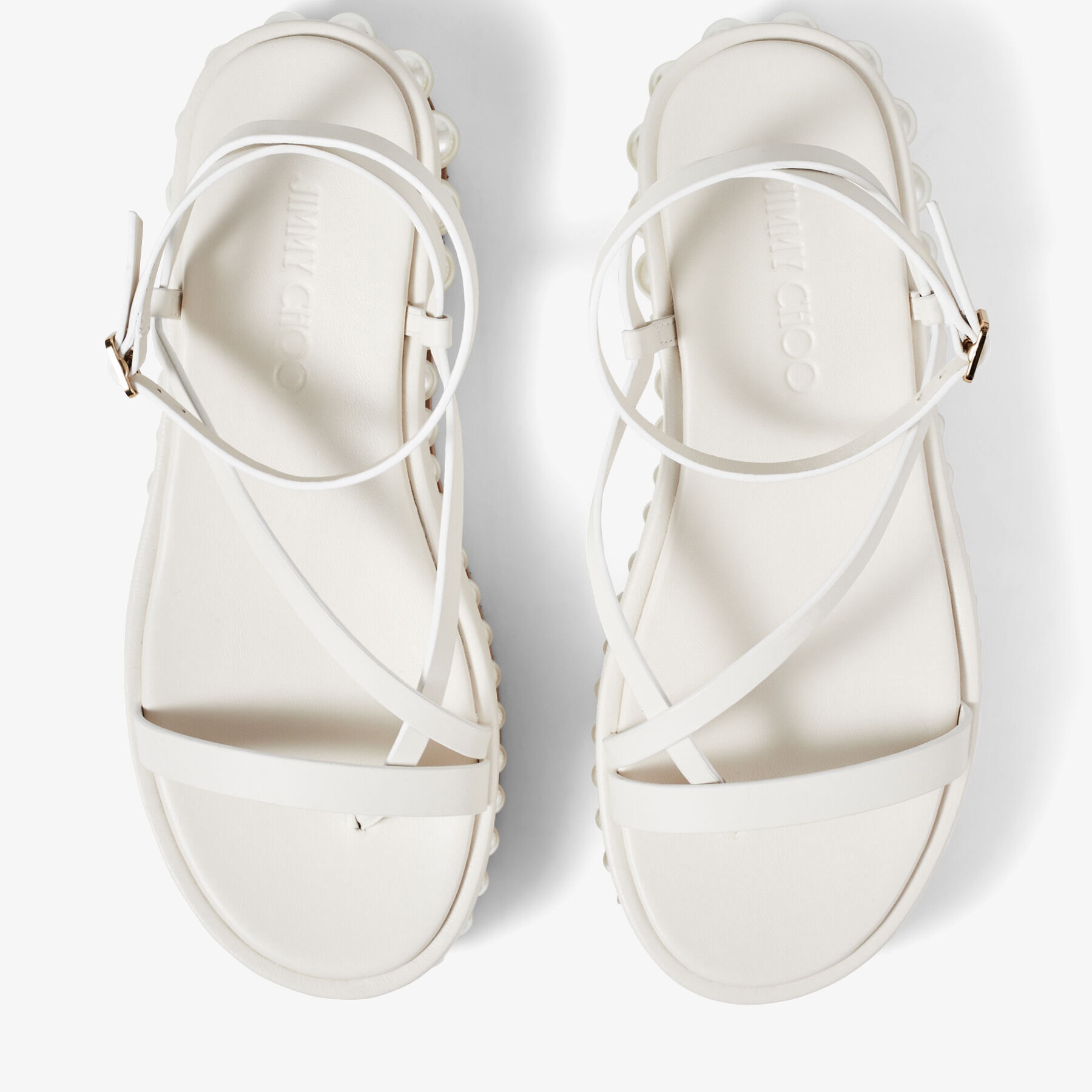 Pine Flat
Latte Vachetta Leather Platform Sandals with Pearl Embellishment - 6
