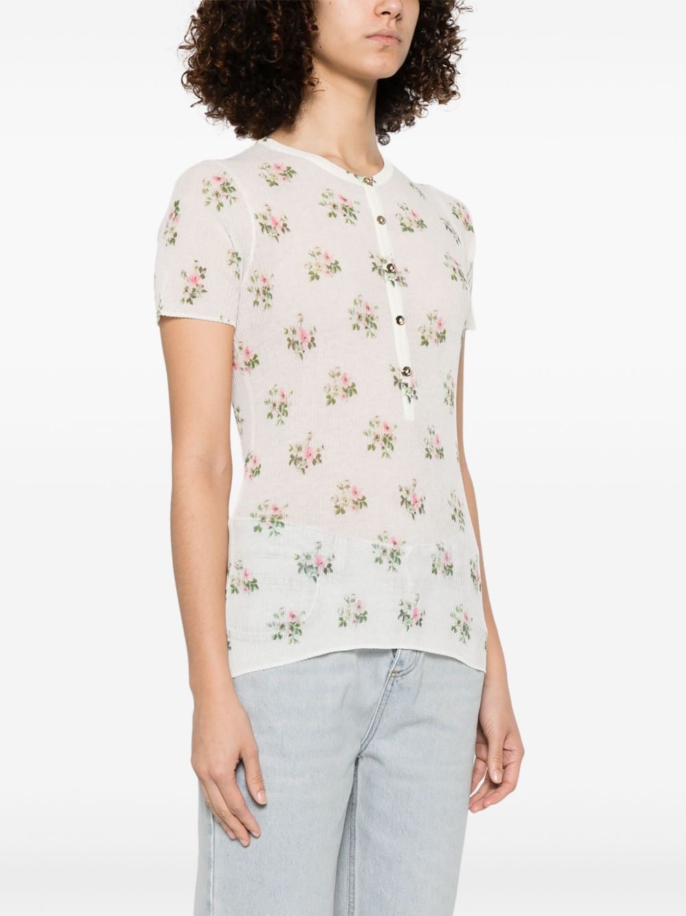 floral-print T-shirt - 3
