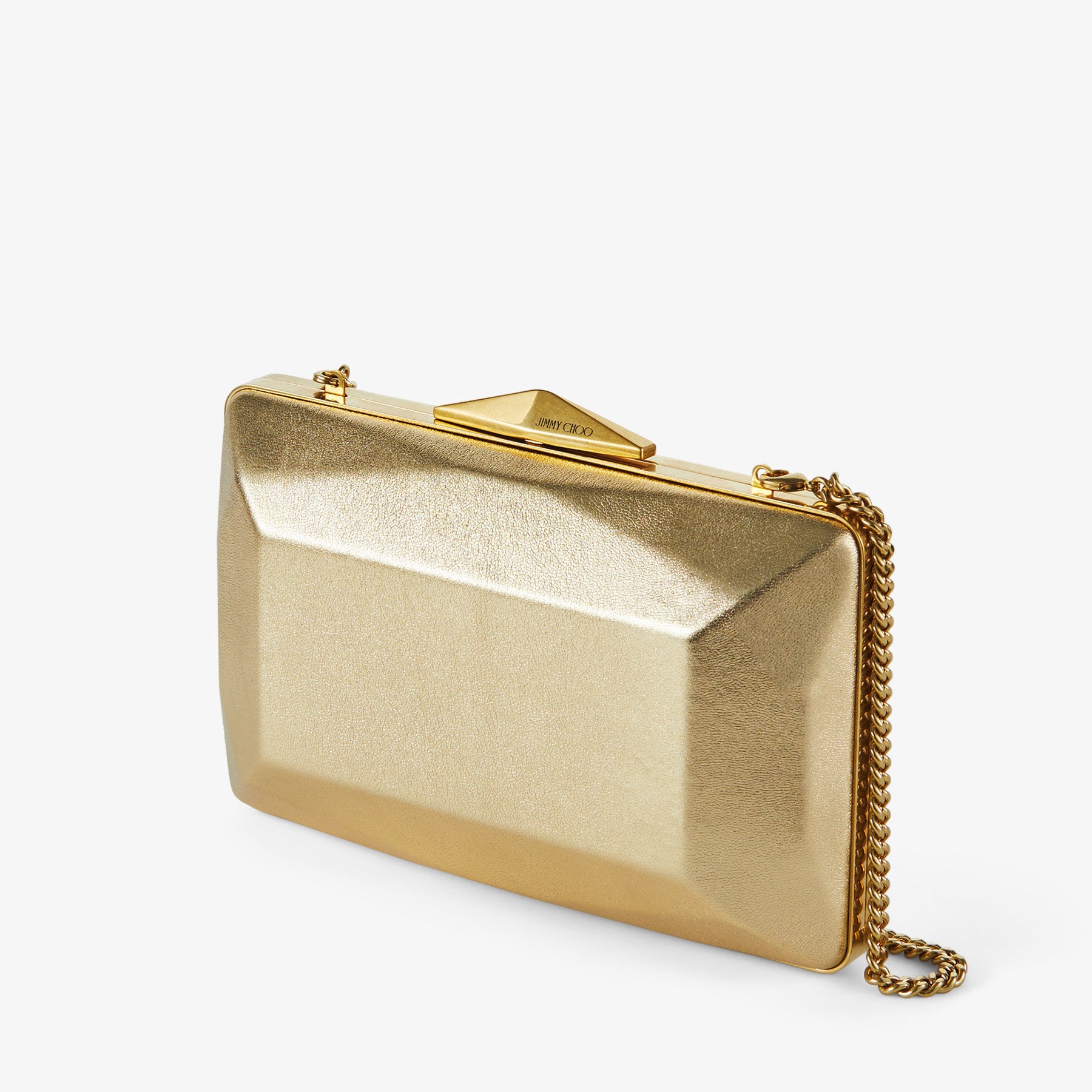 Diamond Box Clutch
Gold Metallic Nappa Leather Box Clutch Bag - 2