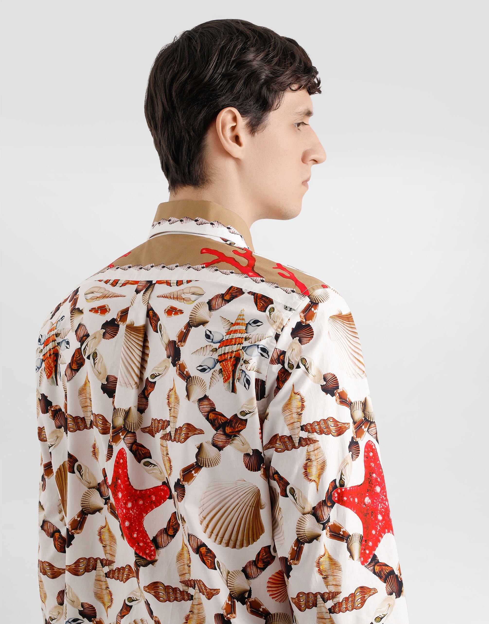 Shell-print cotton poplin martini shirt - 5