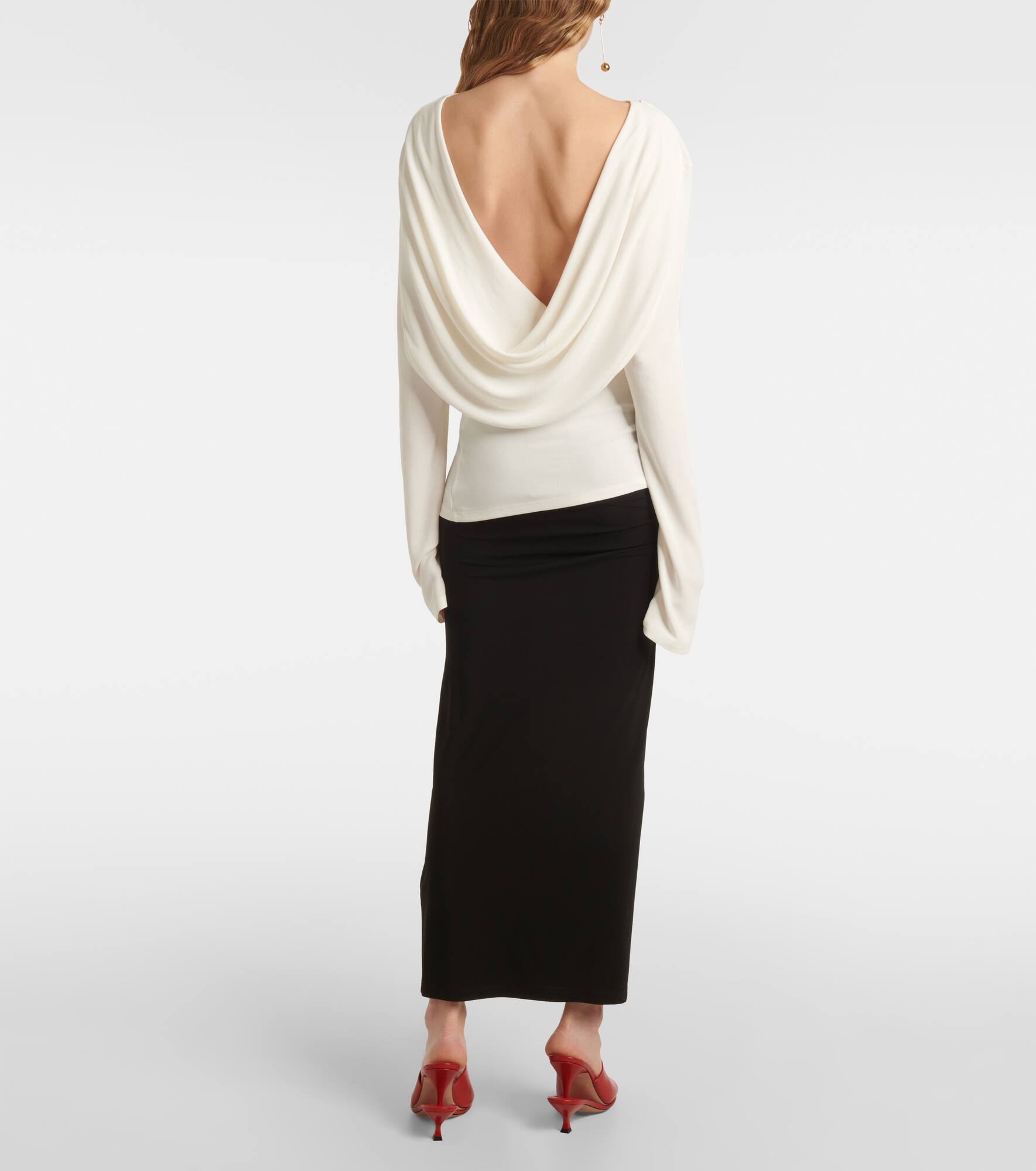 Croisière draped open-back crêpe jersey top - 3