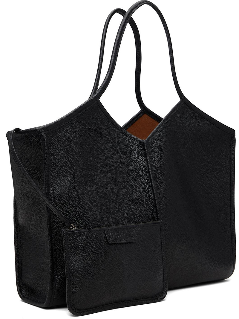 HEREU Black Calella Squared Medium Grainy Tote outlook