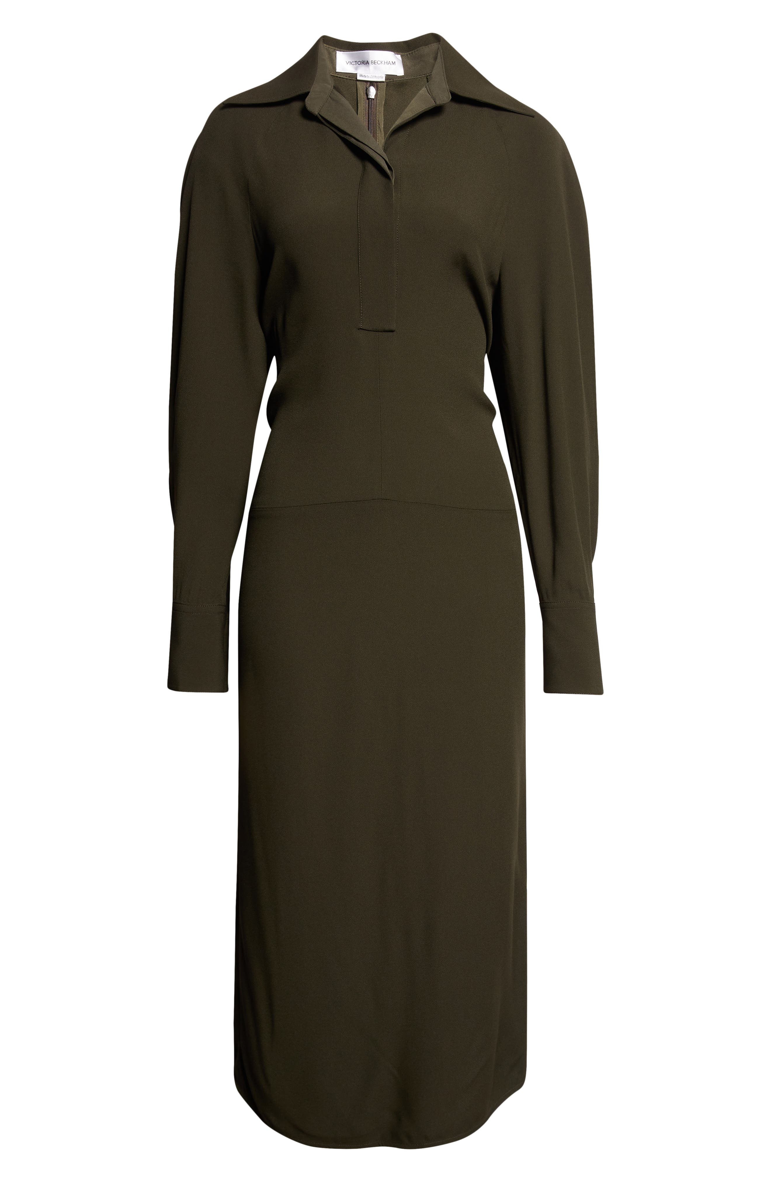 Victoria Beckham Polo Collar Long Sleeve in Dark Olive at Nordstrom - 5