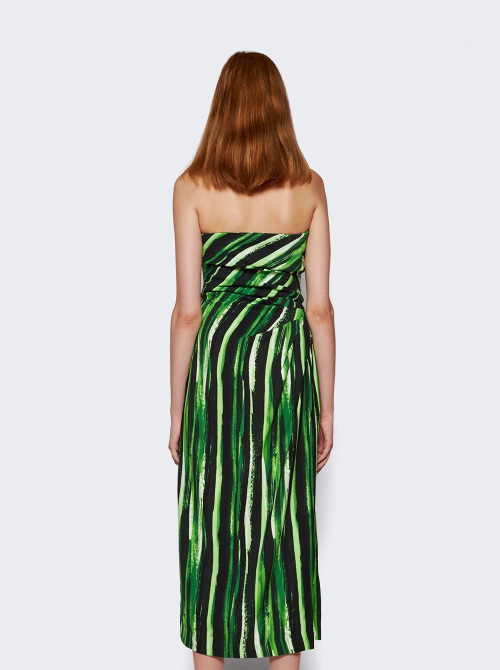 Painted Stripe Strapless Dress Fatigue Green - 5