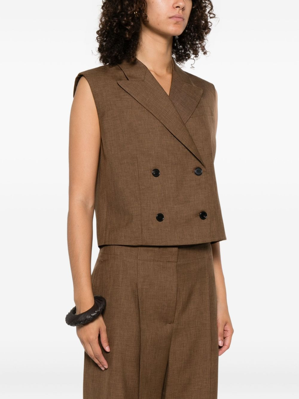 double-breasted sleeveless waistcoat - 3