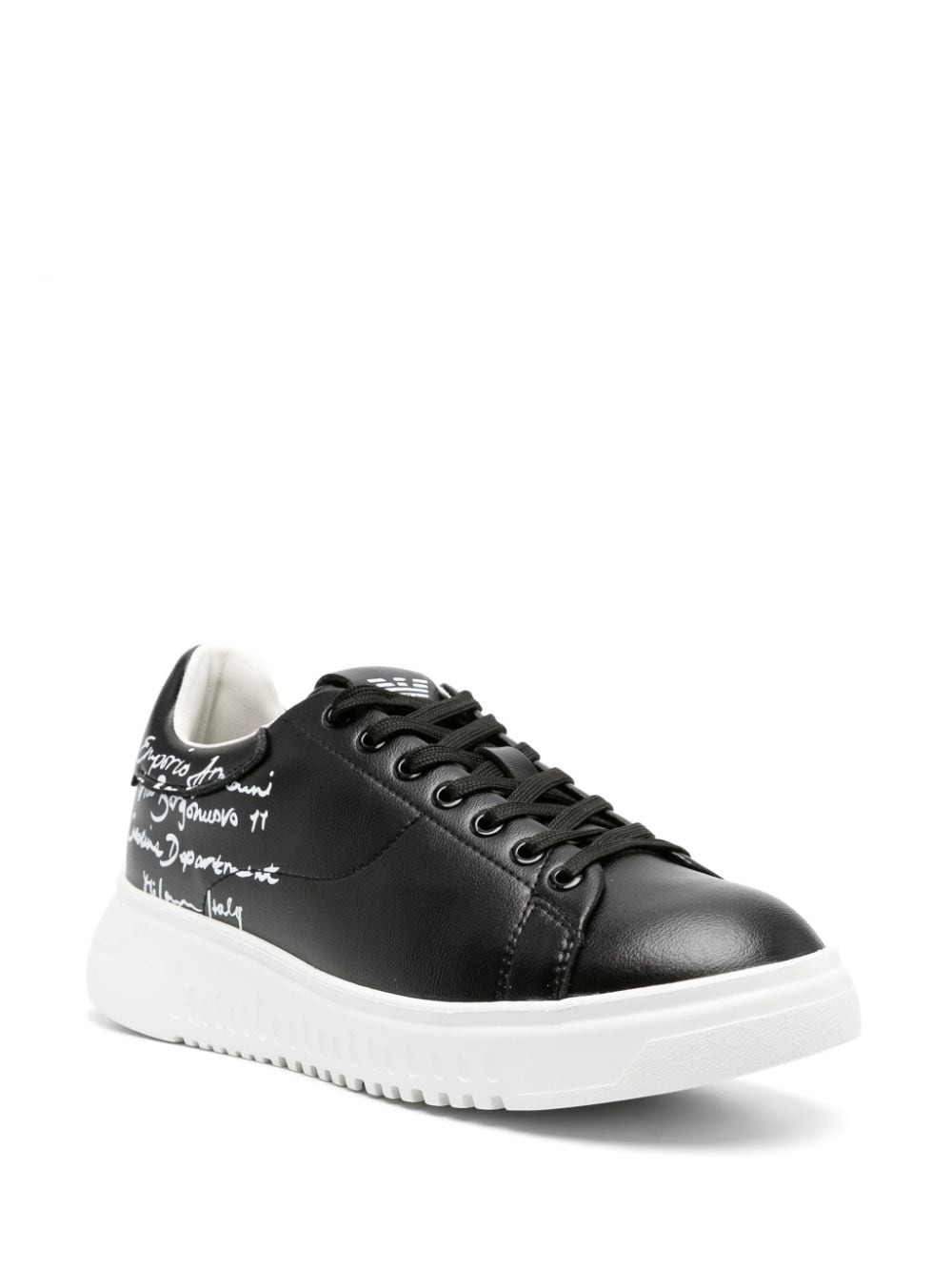 calligraphy-print leather sneakers - 2