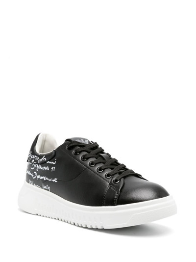 EMPORIO ARMANI calligraphy-print leather sneakers outlook