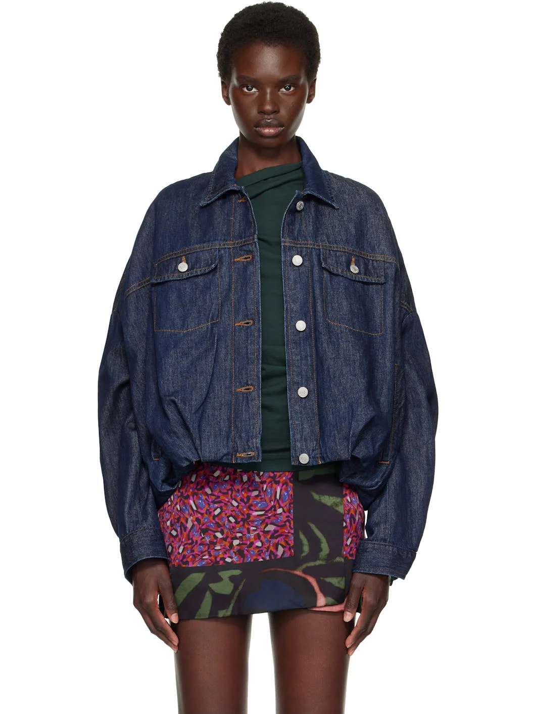 Navy Dropped Shoulder Denim Jacket - 1