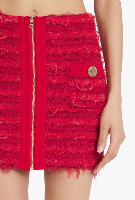 Short red tweed skirt - 6
