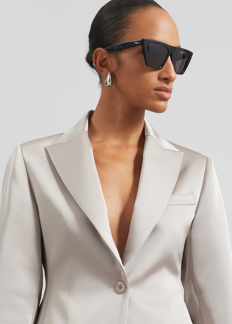 Colette Hourglass Satin Blazer - Light Taupe 3
