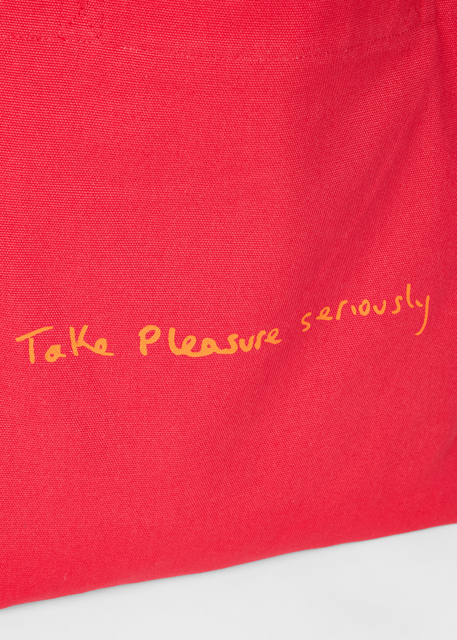 Red Cotton-Canvas Quote Tote Bag - 4