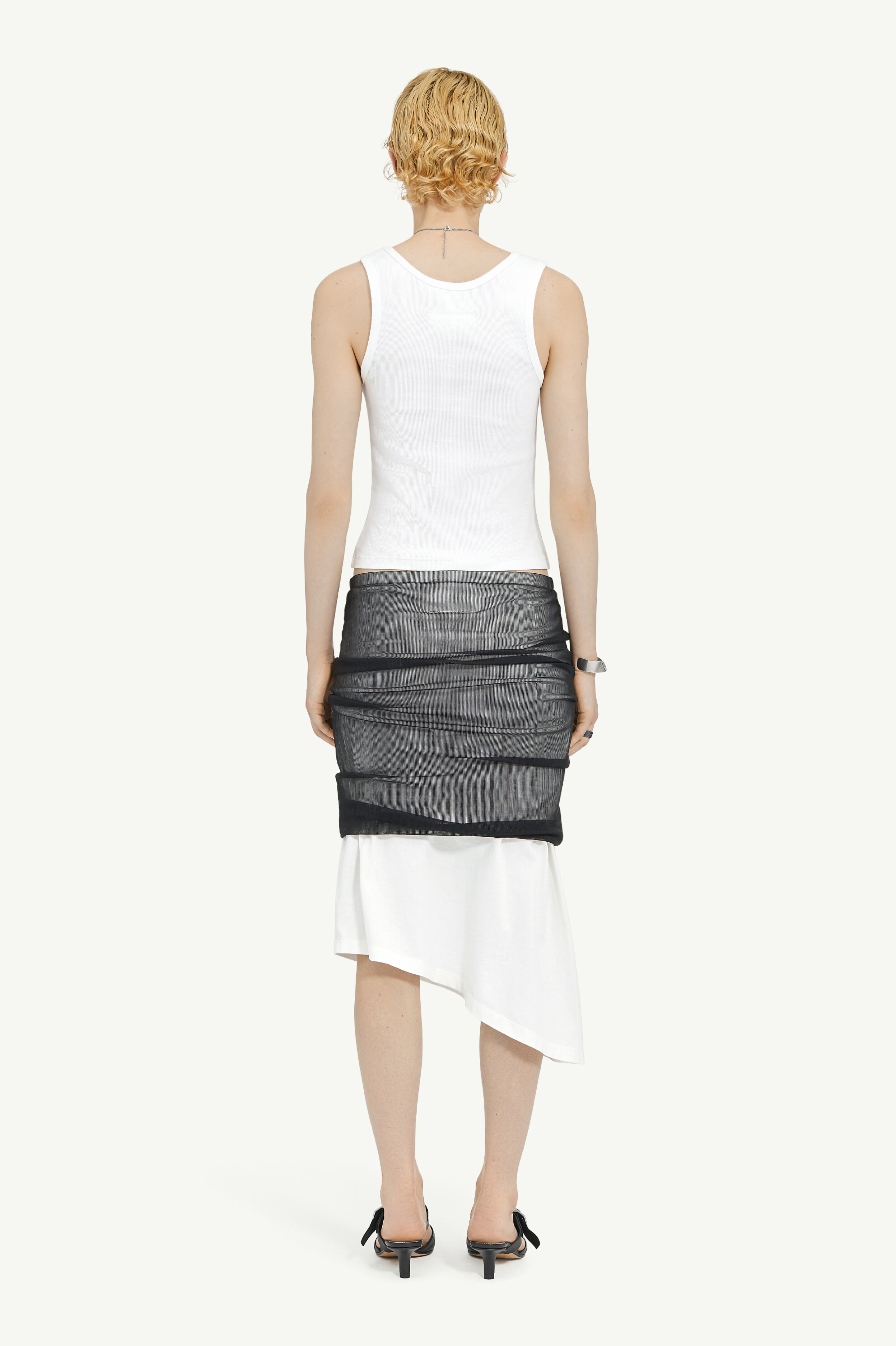 Sheer Rib and Jersey Midi Skirt - 4