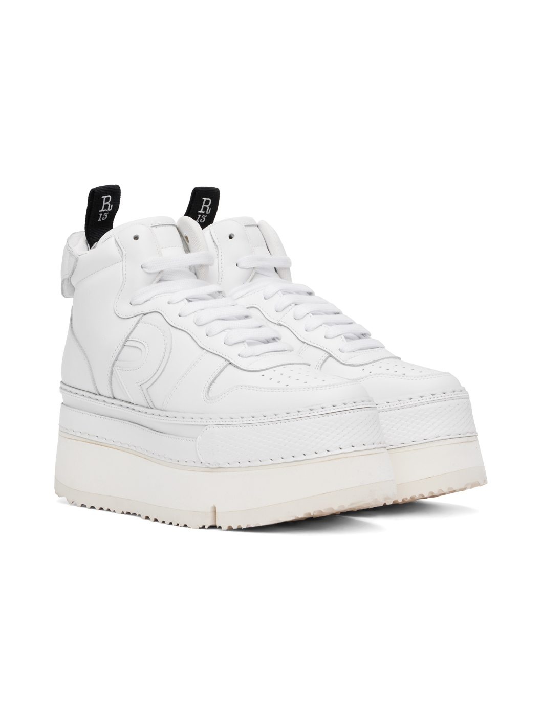White Leather Riot High Top Sneakers - 4