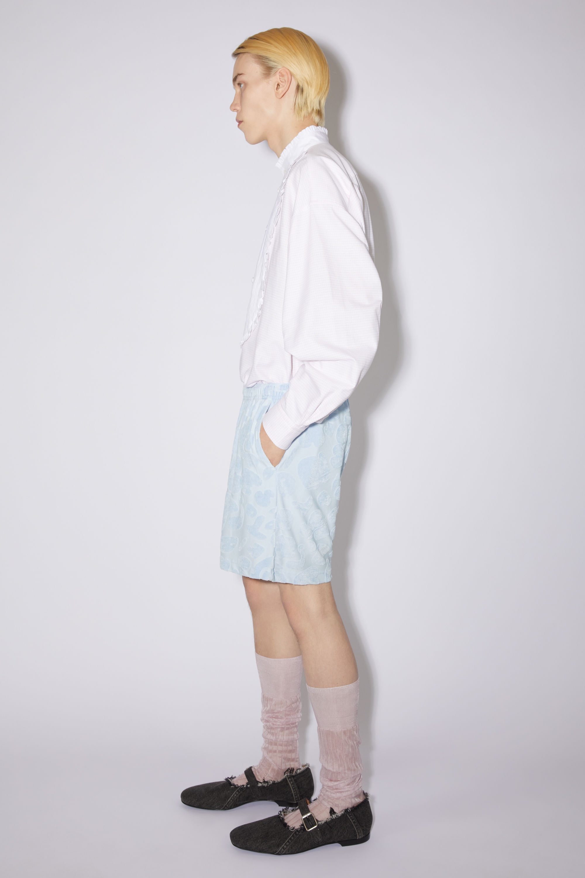 Jacquard shorts - Pale blue - 4