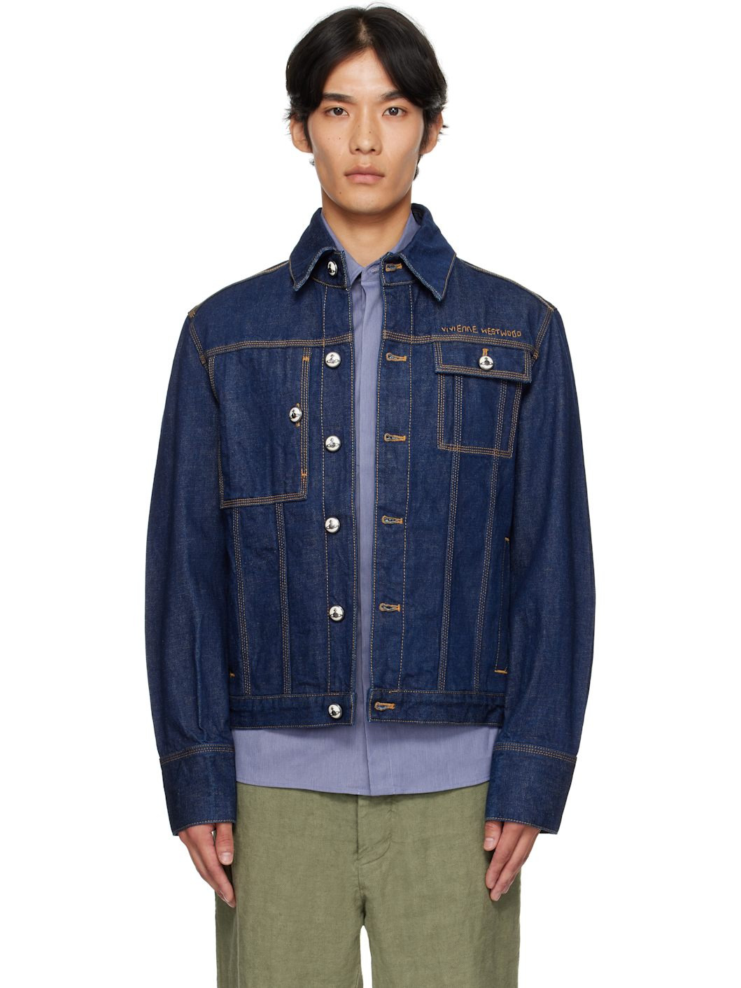 Navy Worker Denim Jacket - 1