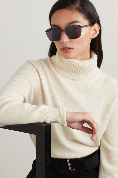 Alaïa Square-frame studded metal sunglasses outlook