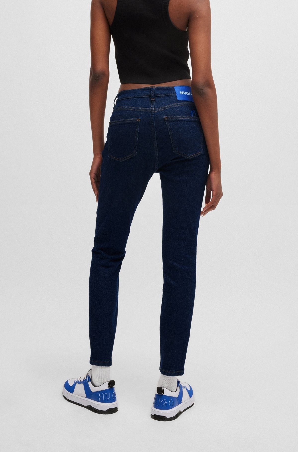 SKINNY-FIT JEANS IN DARK-BLUE STRETCH DENIM - 4