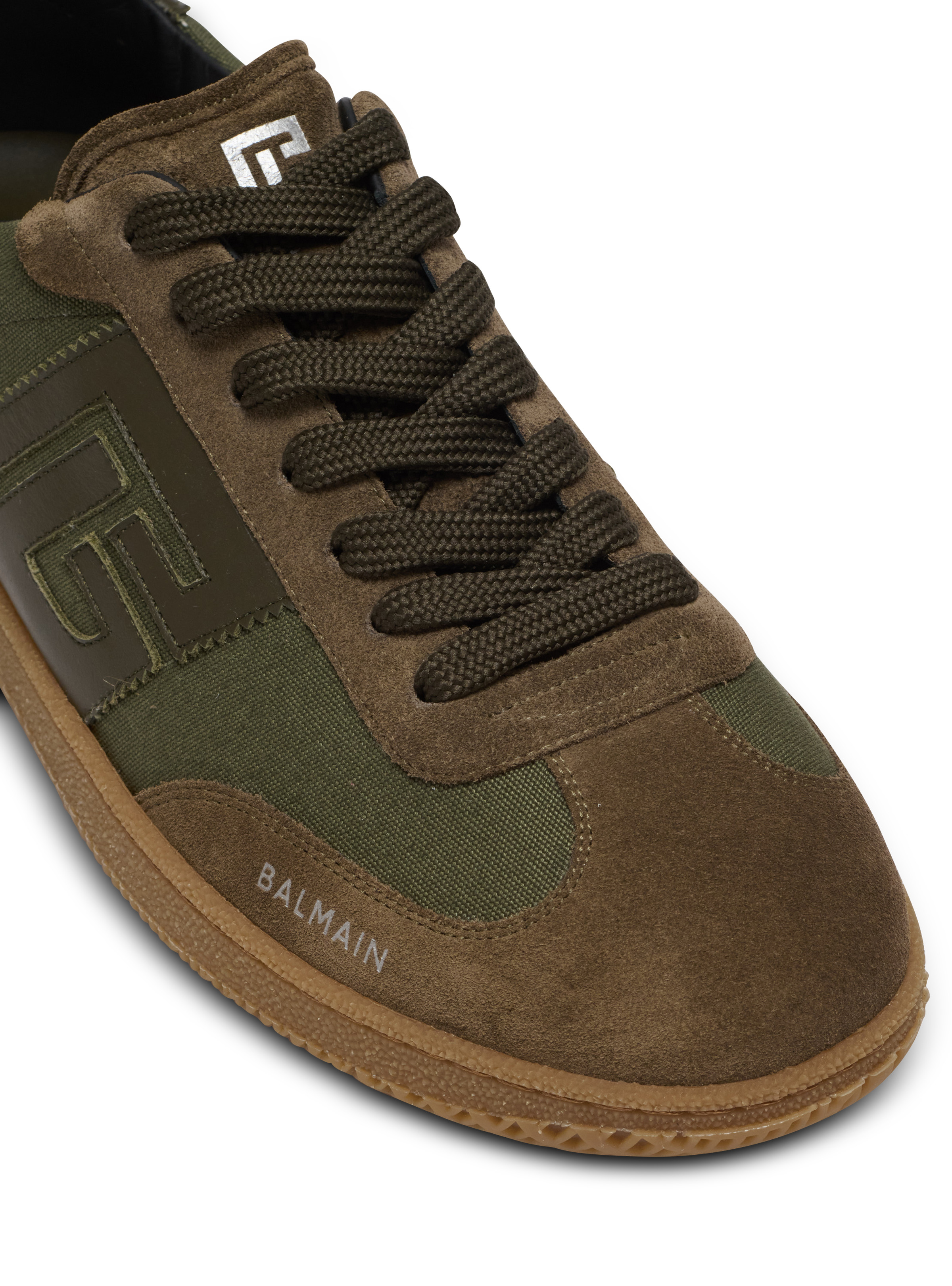 Leather and canvas Balmain Swan trainers - 6