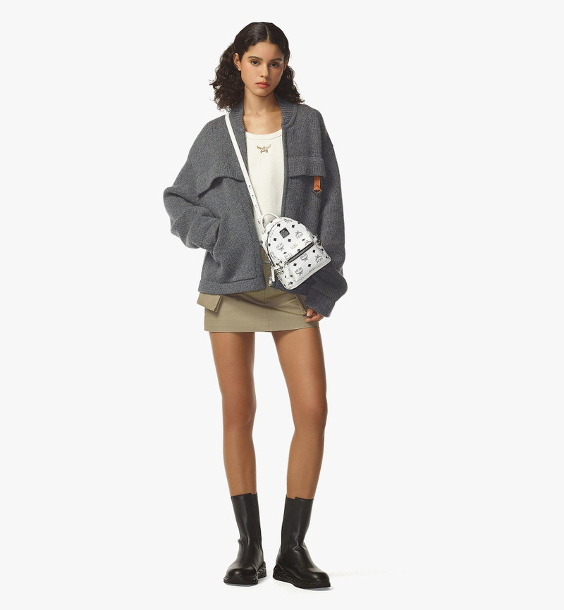 MCM Stark Bebe Boo Side Studs Backpack in Visetos outlook