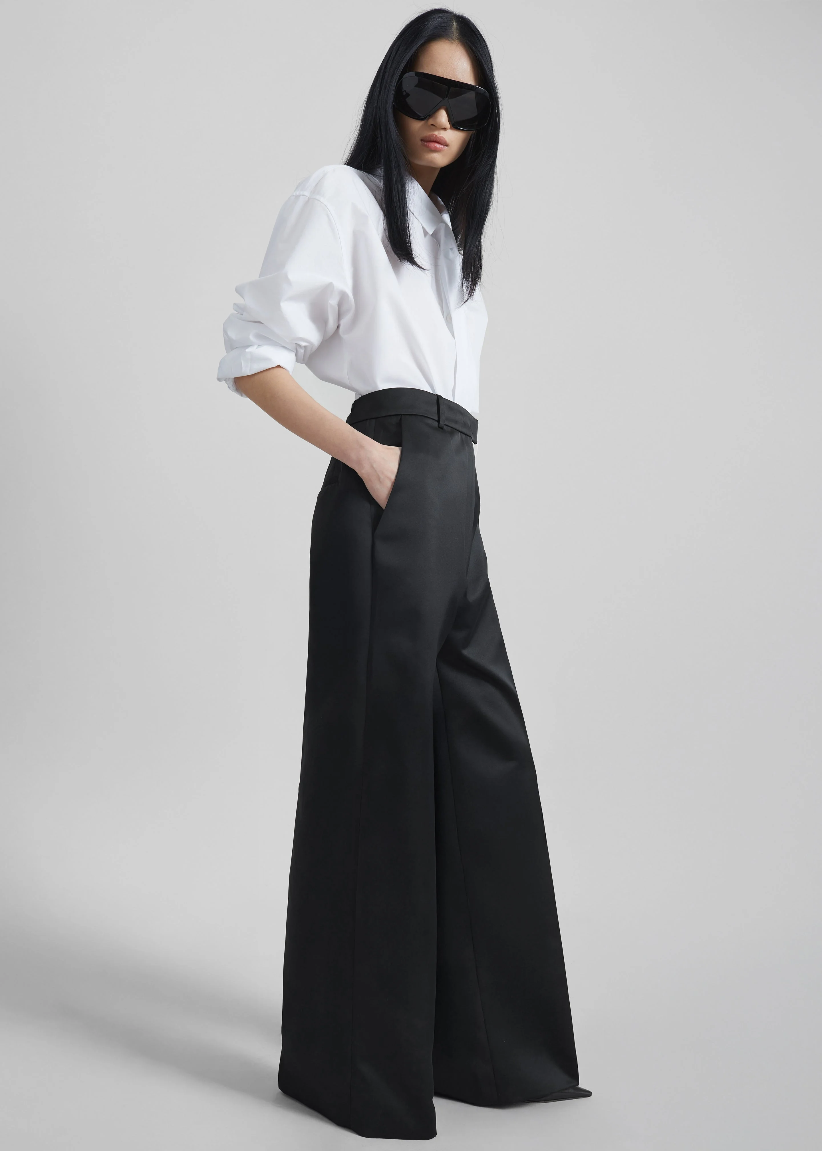 Brickell Satin Trousers - Black - 1