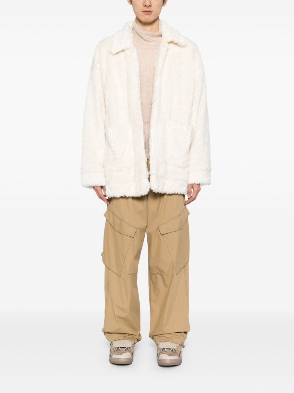 hand-painted faux-fur jacket - 2