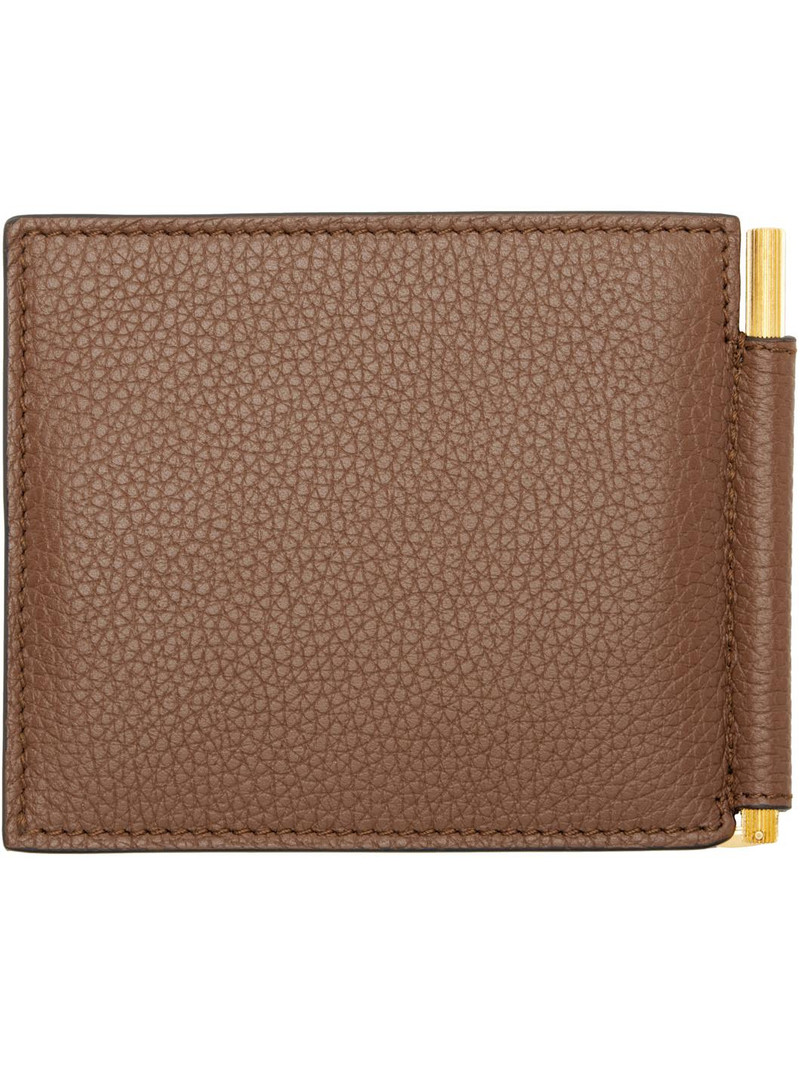 TOM FORD Brown Grained Leather Money Clip Wallet outlook