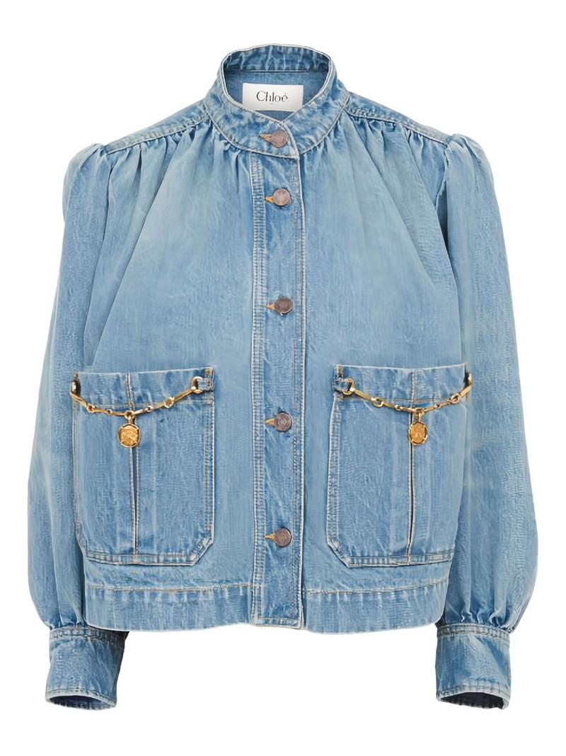 gathered-detail denim jacket 1