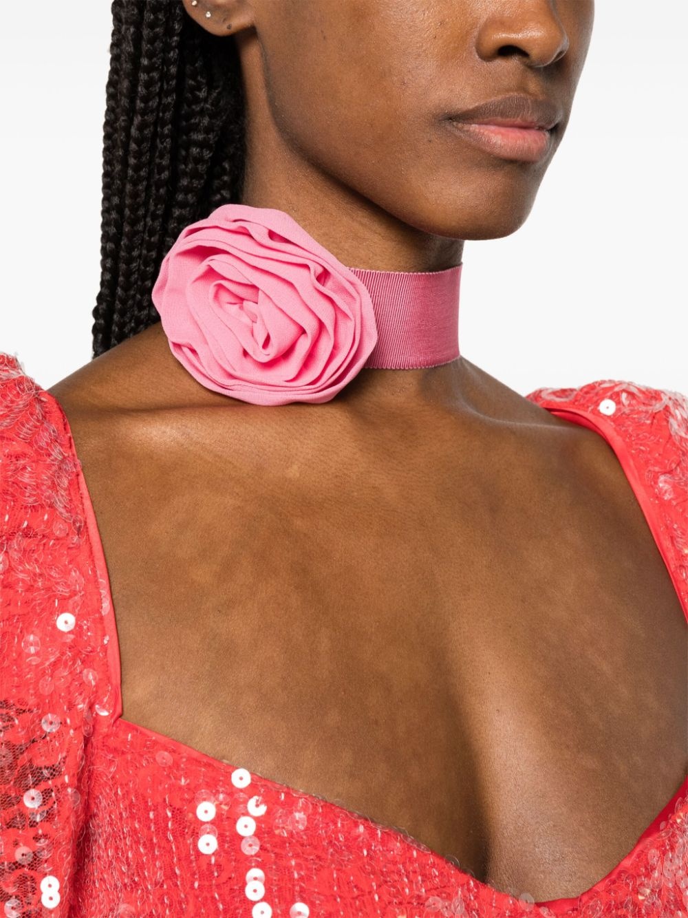 floral-brooch choker necklace - 2
