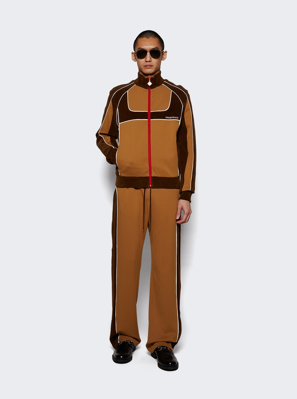Two Tone Track Jacket Beige And Brown - 6
