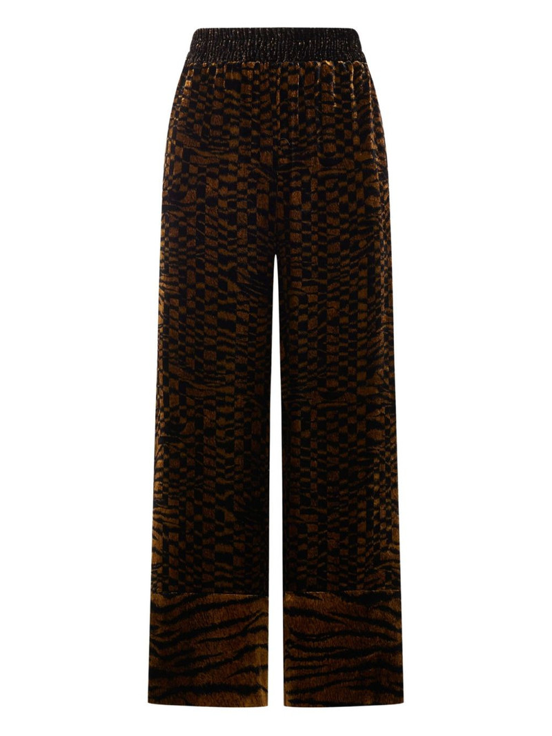 velvet geometric-pattern trousers 1