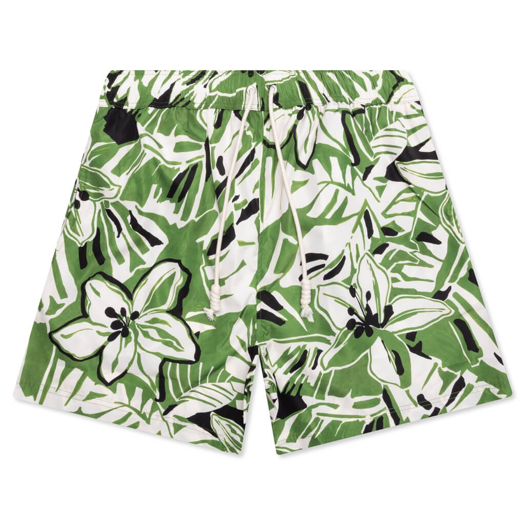 MACRO HIBISCUS SWIM SHORTS - GREEN/WHITE - 1