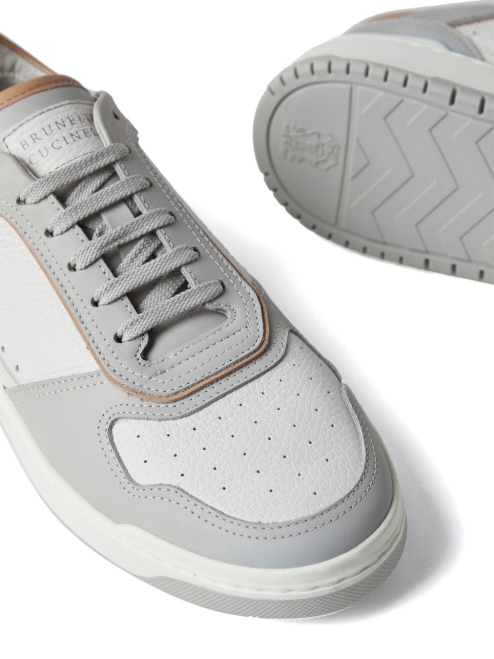 logo-patch leather sneakers - 4