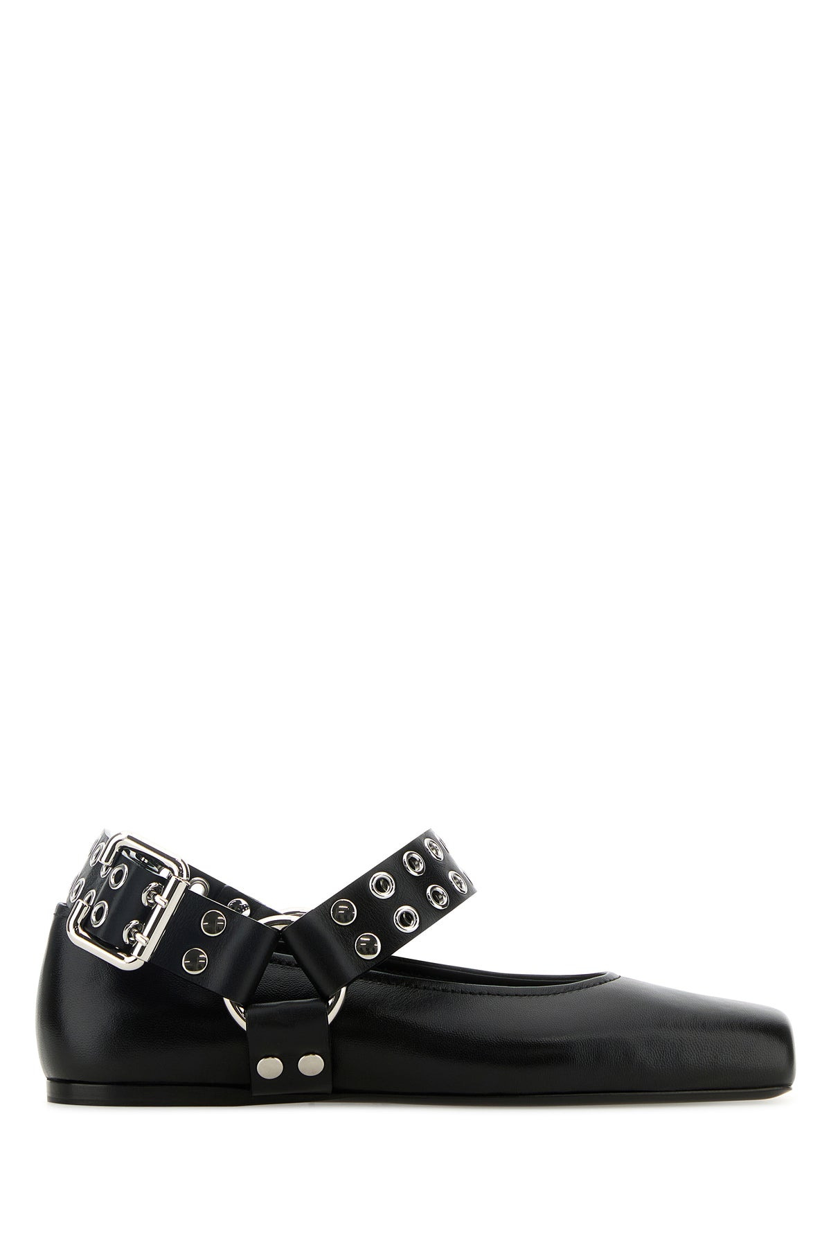 Black leather Flat Biker ballerinas - 1