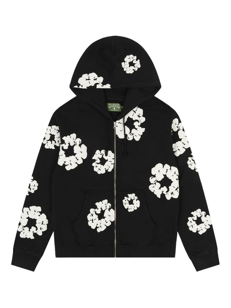 wreath-print zip hoodie - 1