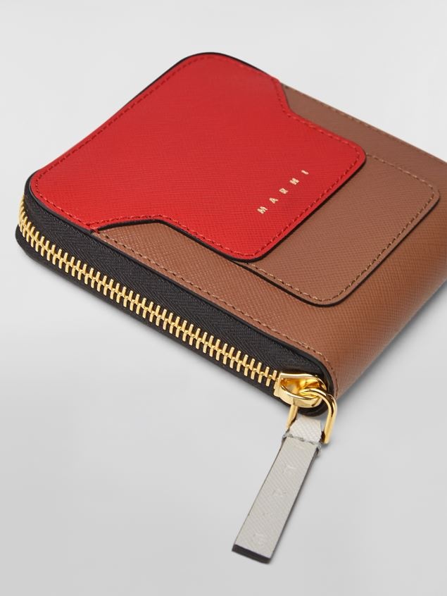 SQUARE ZIP-AROUND WALLET IN THREE-COLOURED SAFFIANO CALF LEATHER - 4