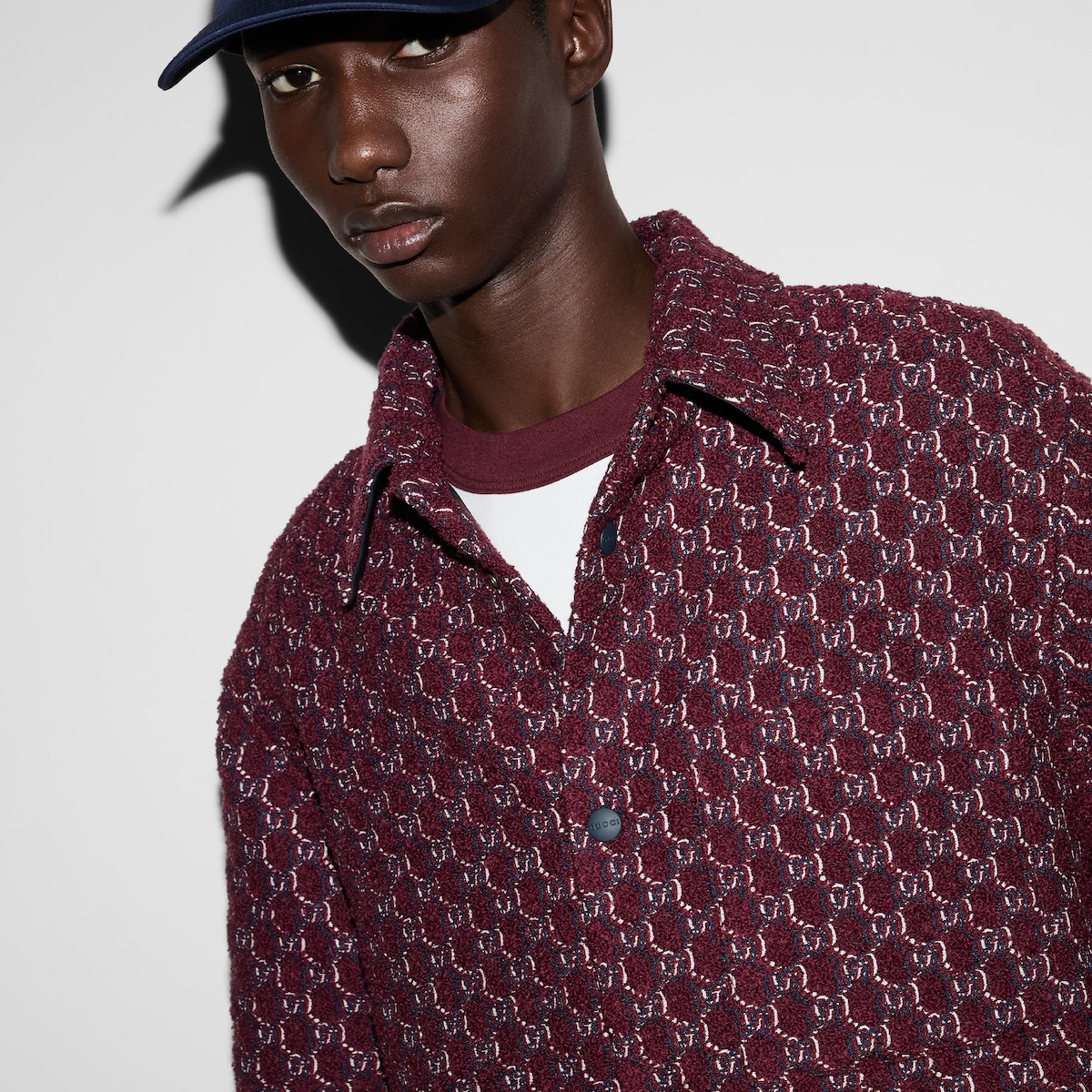 Bouclé wool jacquard shirt with GG Shadow - 5