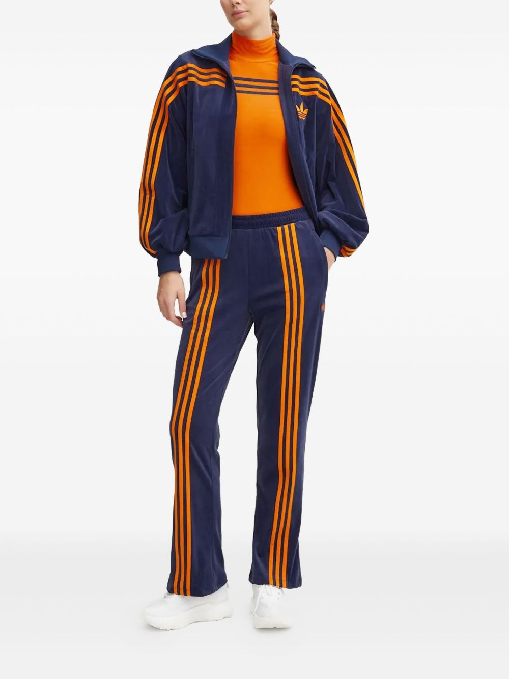 three-stripe velour trousers - 2